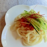 冷凍うどんで♪明太みょうがうどん